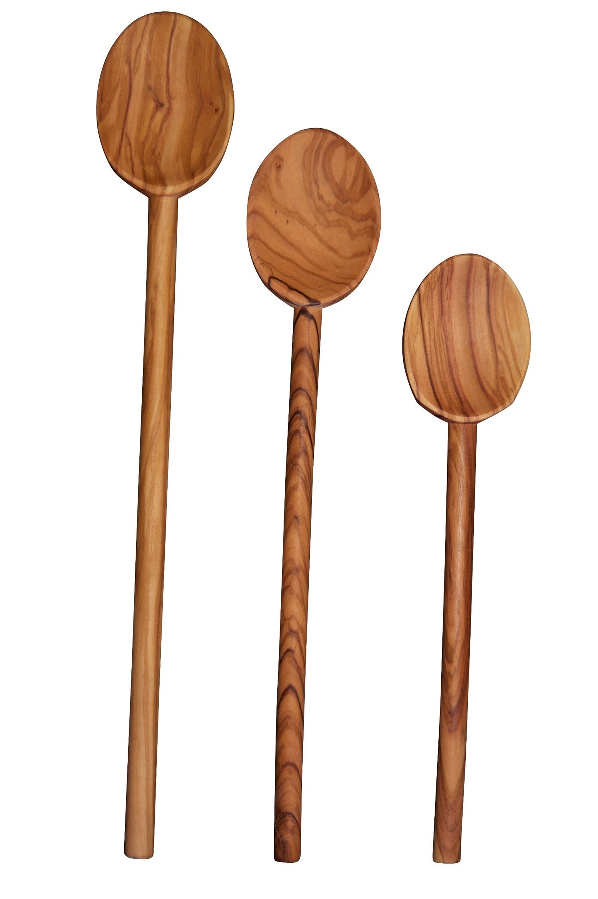 Scanwood cucharas de olivo italiano, juego de 10-12-14 pulgadas, para batir y servir.