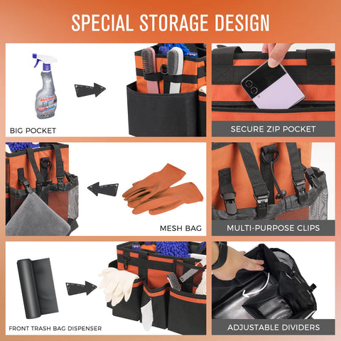 SCAVATA con divisores plegables, interior bien organizado para herramientas.