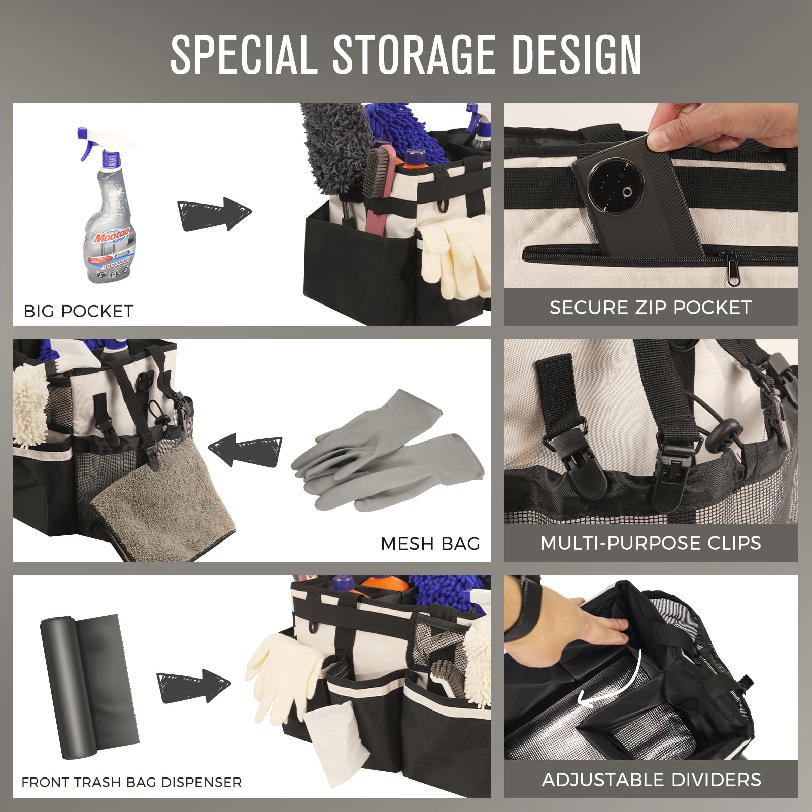 SCAVATA Caddy Portátil con divisores ajustables para interior