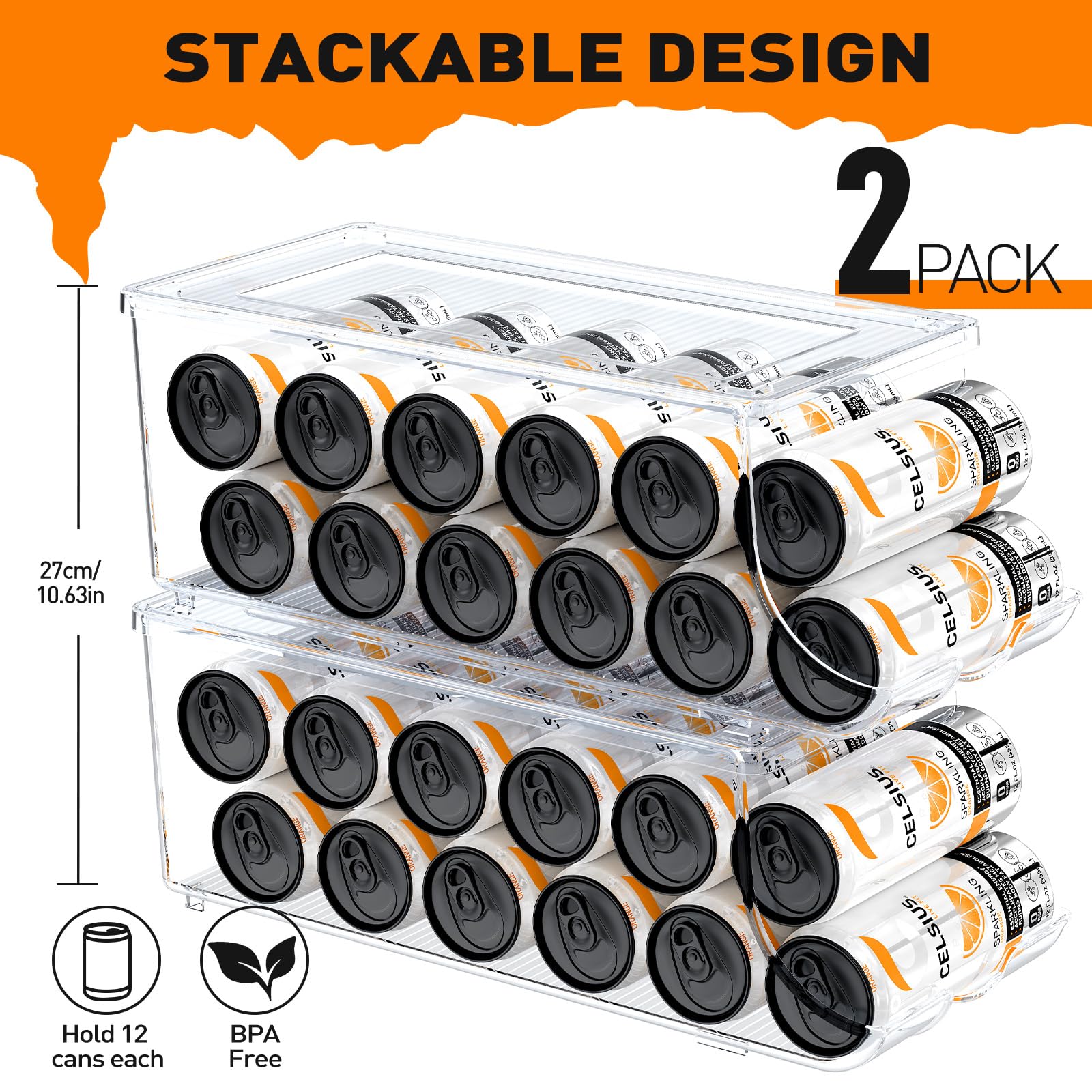 SCAVATA organizador apilable para nevera, ahorro de espacio en despensa.