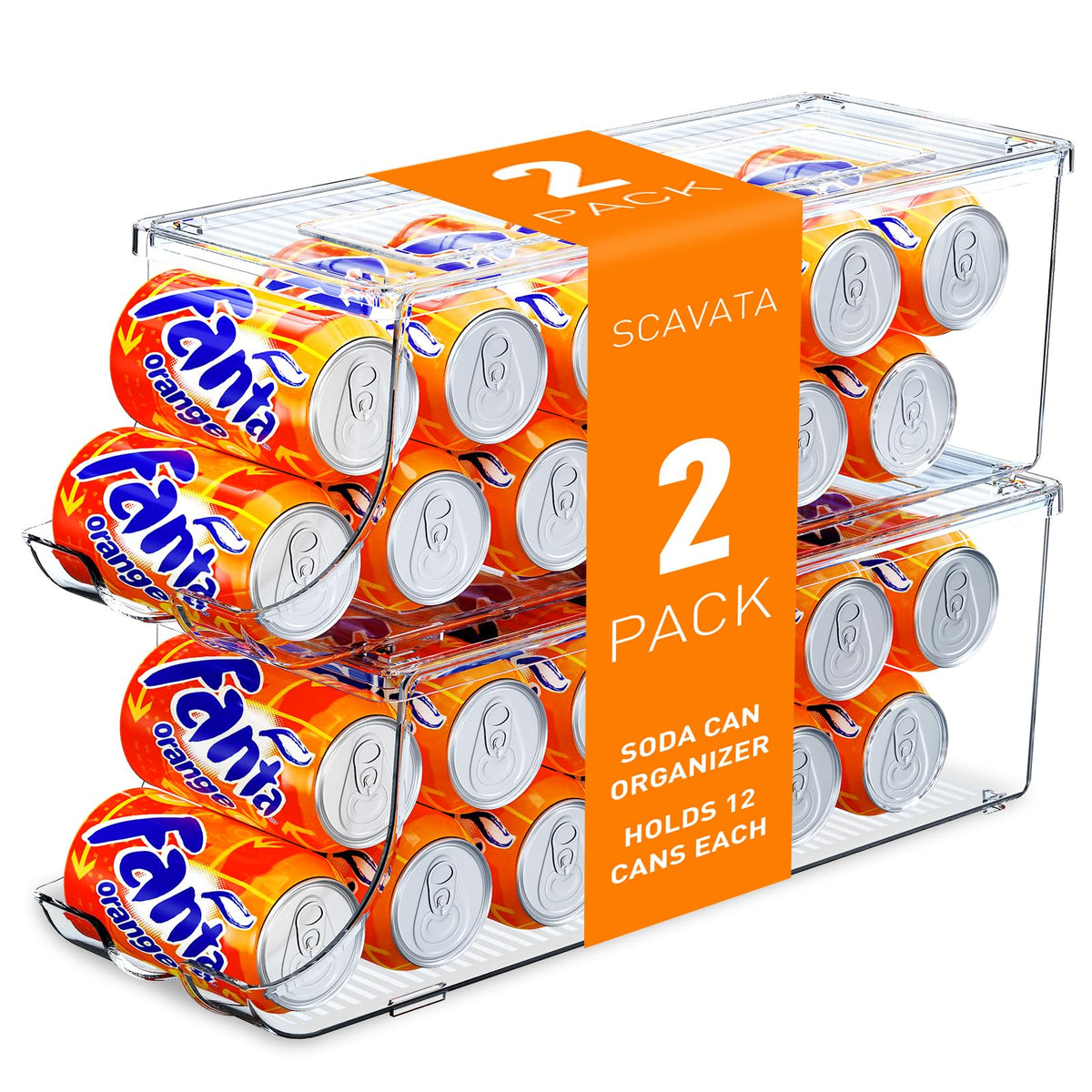 SCAVATA organizador de latas para refrigerador, ahorro de espacio.