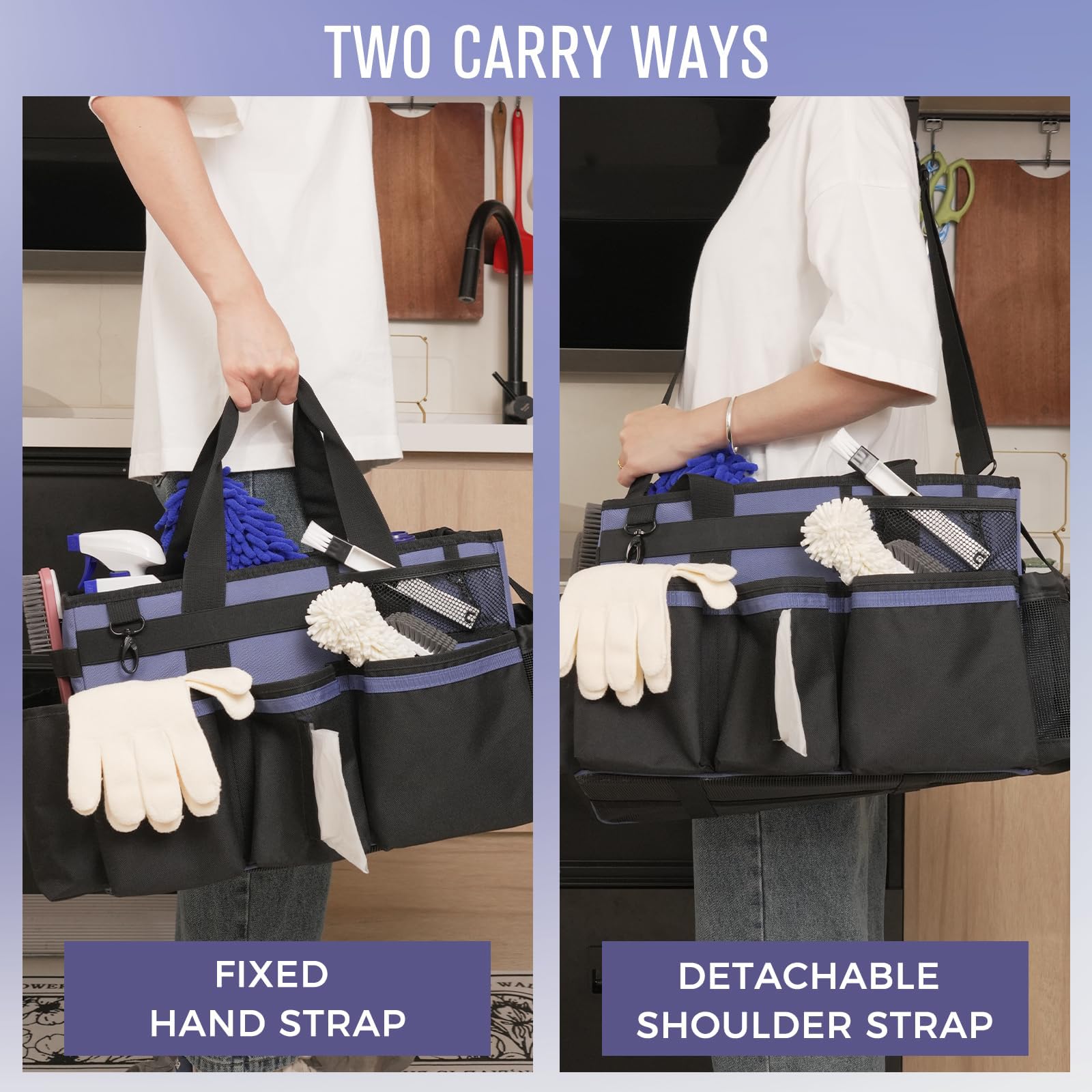 SCAVATA caddy con asas, uso versátil en casas, cocinas y autos.