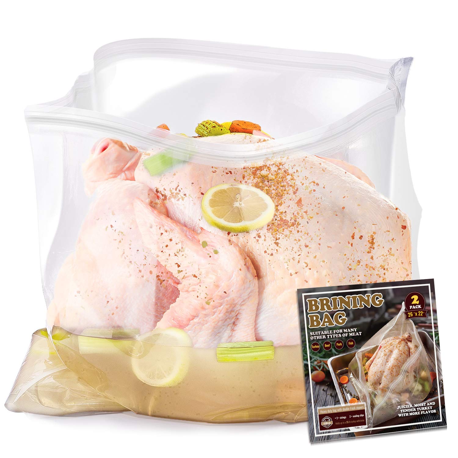 SCENGCLOS bolsa de salmuera 26x22 para pavo con cierre doble seguro para sellado hermético