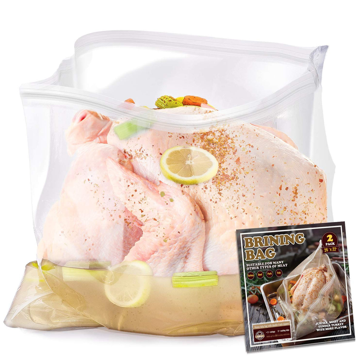 SCENGCLOS bolsa de salmuera 26x22 para pavo con cierre doble seguro para sellado hermético