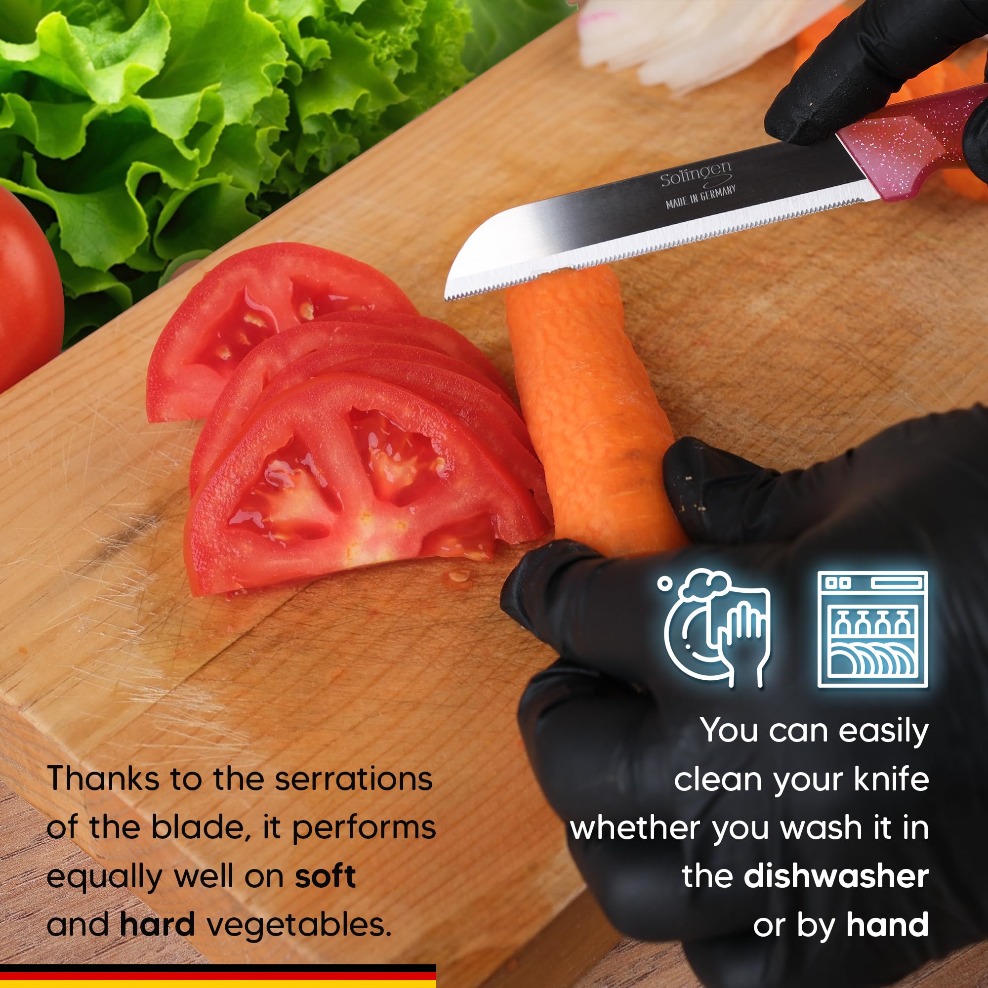 SCHNEIDEX, cuchillo pelador serrado para verduras, cortes finos y fiables.
