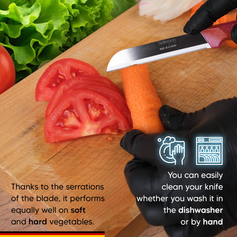 SCHNEIDEX, cuchillo pelador serrado para verduras, cortes finos y fiables.