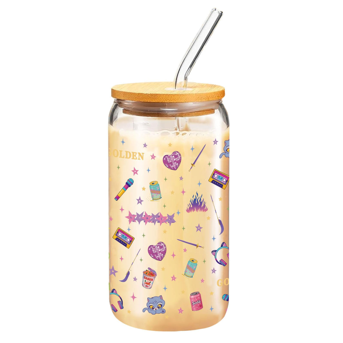 SCOPLOOP Kpop Purple Friendship Cup 16oz: vaso claro para bebidas diarias.
