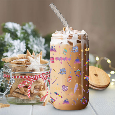 SCOPLOOP Kpop Purple Friendship Cup 16oz, diseño inspirado en cultura pop.
