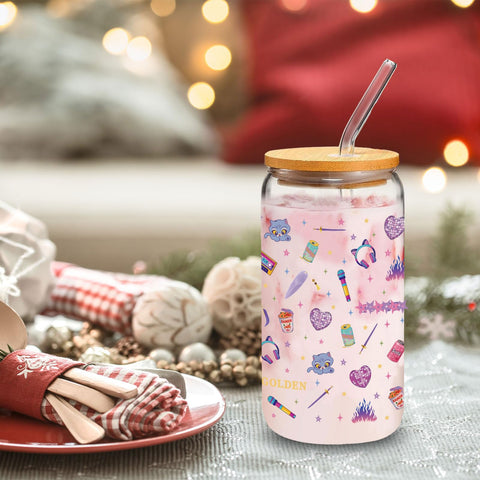 SCOPLOOP Kpop Purple Friendship Cup 16oz, regalo ideal para fans.