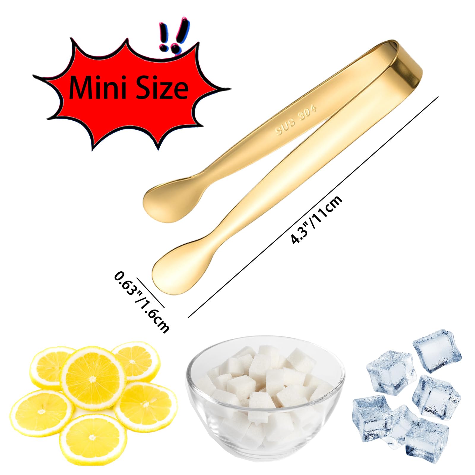 SCORYULE pinzas mini doradas para hielo, cubos fáciles de recoger.