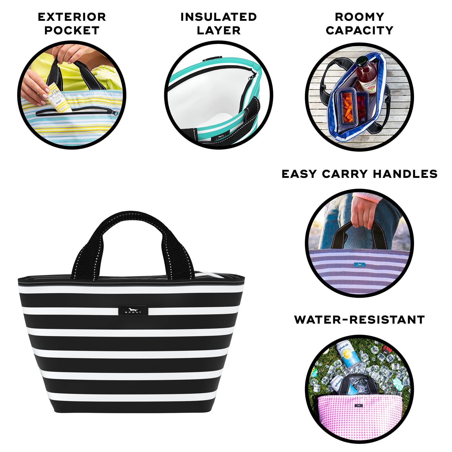 SCOUT Nooner interior espacioso para organizar lunch y snacks