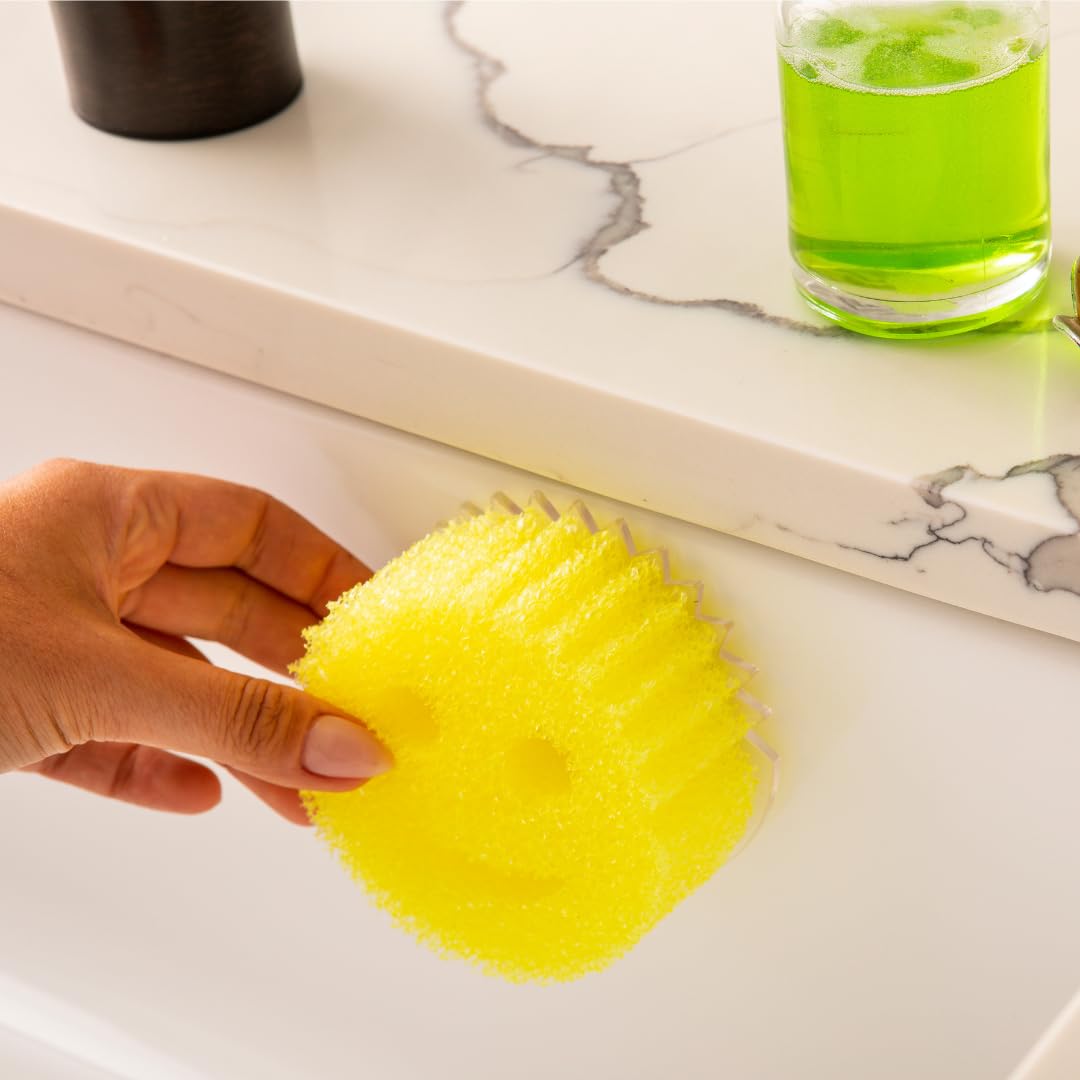 Scrub Daddy Caddy diseño compacto, ideal para fregaderos pequeños y espacios reducidos.