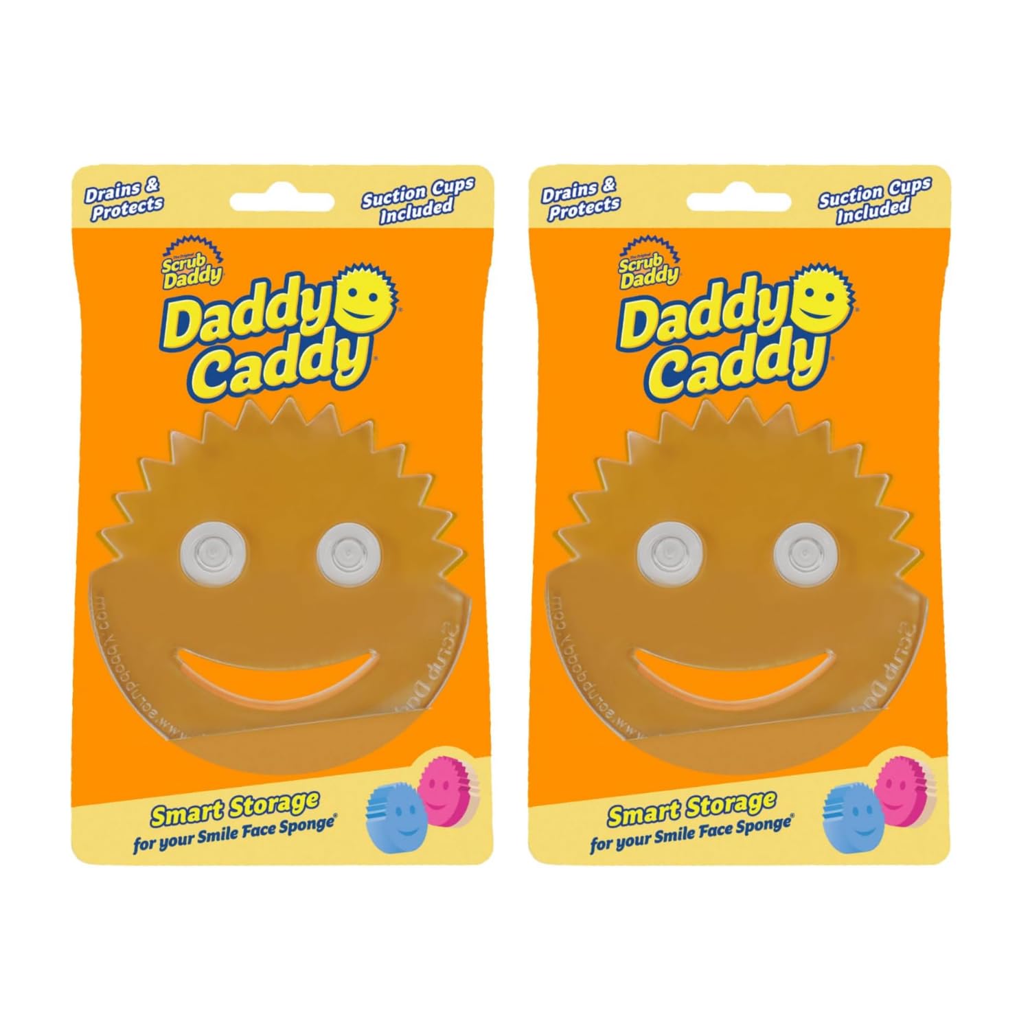 Scrub Daddy Caddy para fregadero con drenaje abierto, mantiene las esponjas secas y al alcance.