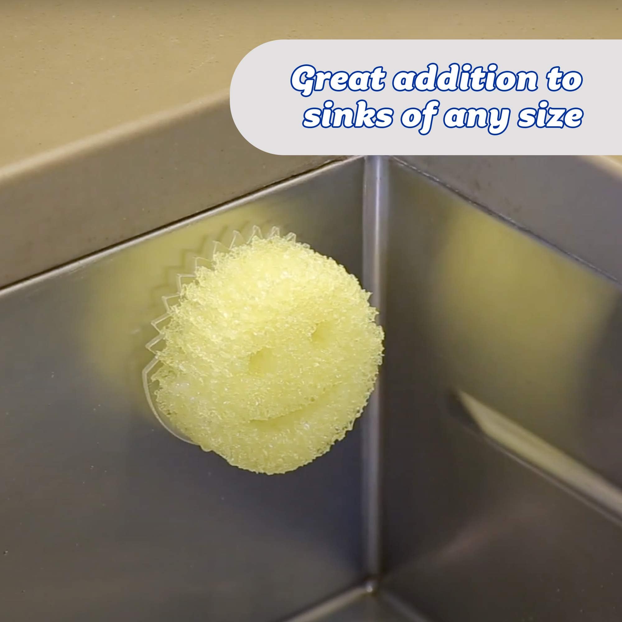 Scrub Daddy Caddy con ventosas dobles, fijación segura en fregadero, azulejos o armario.