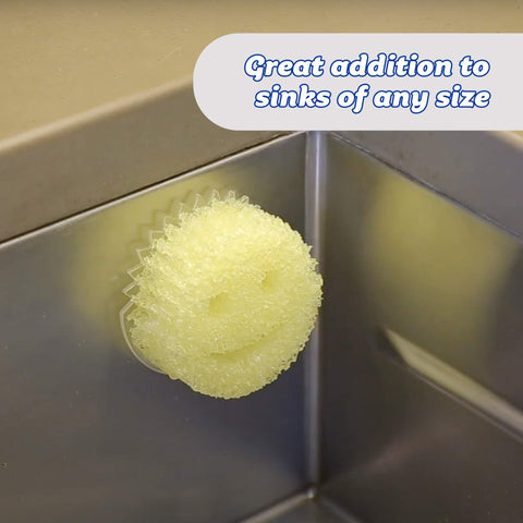 Scrub Daddy Caddy con ventosas dobles, fijación segura en fregadero, azulejos o armario.