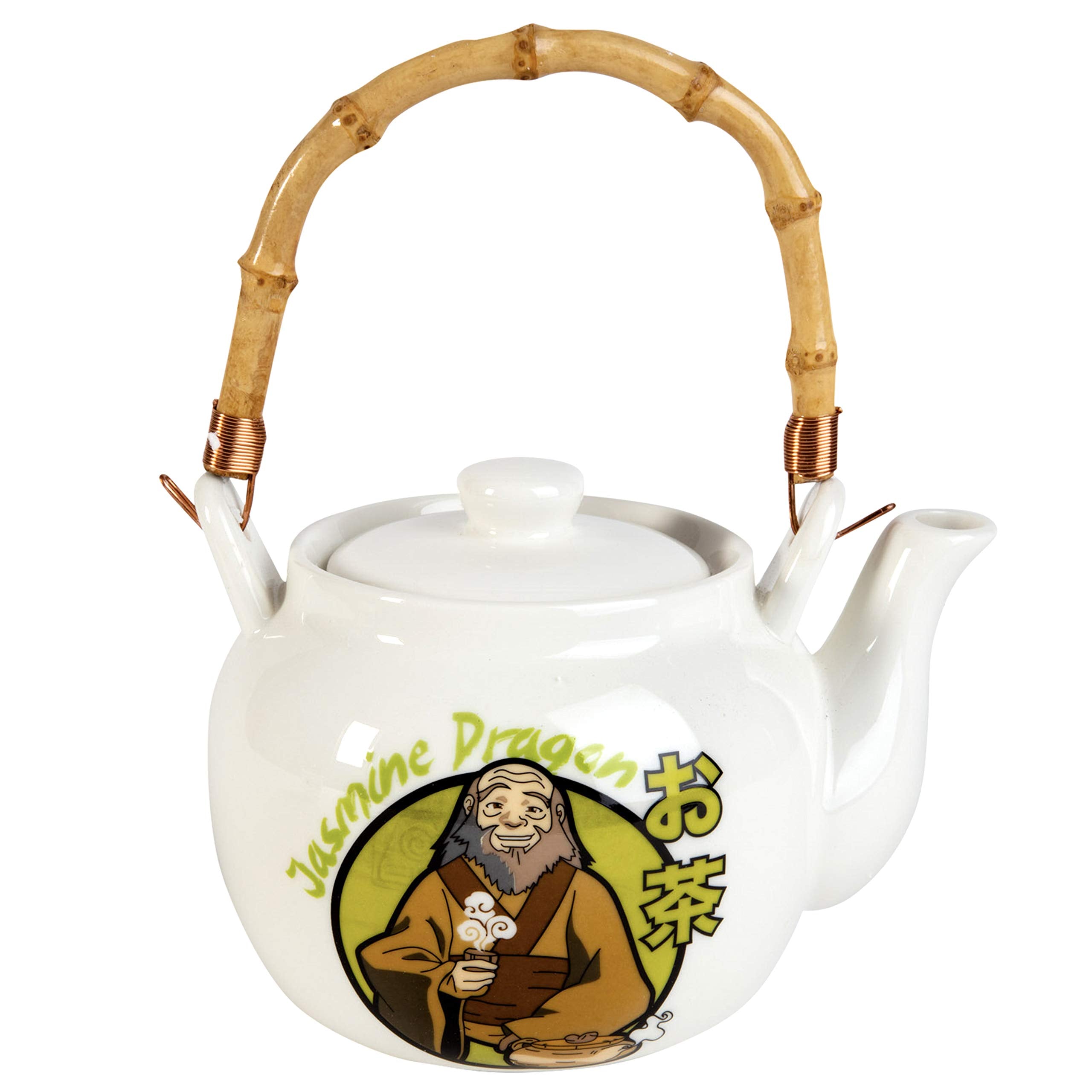 SCS Direct tetera de Tío Iroh con asa de bambú, perfecta para té diario.