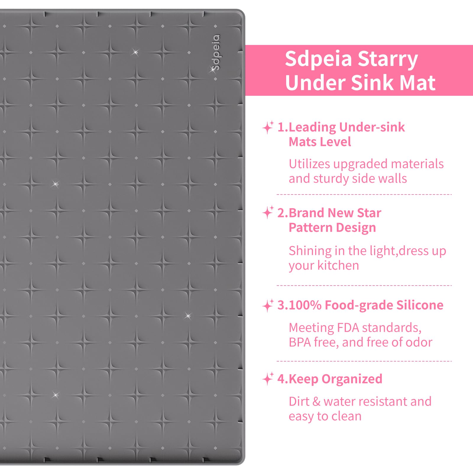 Sdpeia diseño estrella estera de silicona gris añade estilo y protección.