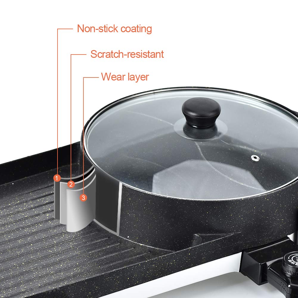 SEAAN control dual de temperatura, cocina precisa para hot pot y grill.