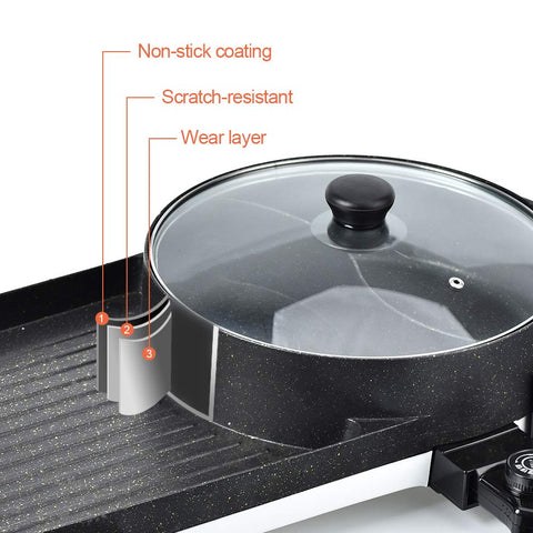 SEAAN control dual de temperatura, cocina precisa para hot pot y grill.