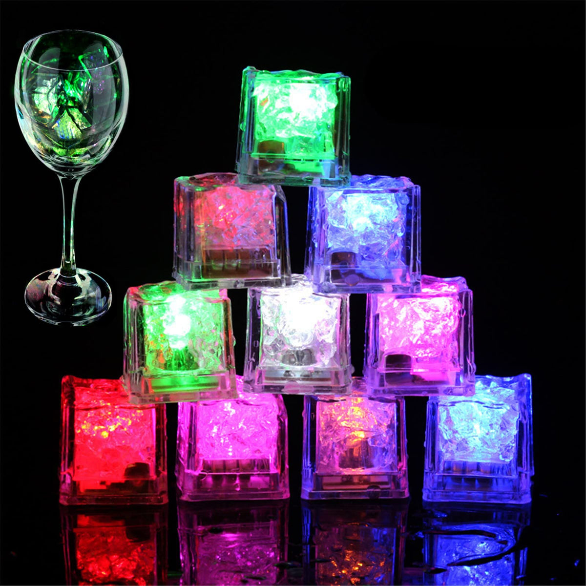 SeaISee cubos de hielo LED multicolor para bebidas; ideales para fiestas y bares.
