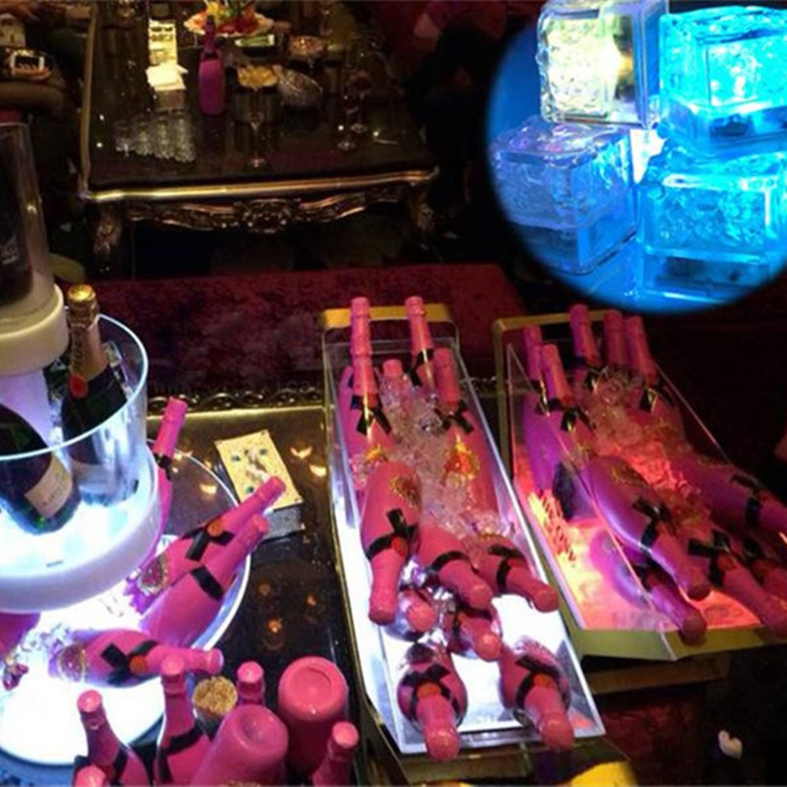 SeaISee cubos LED de tamaño compacto para vasos pequeños.