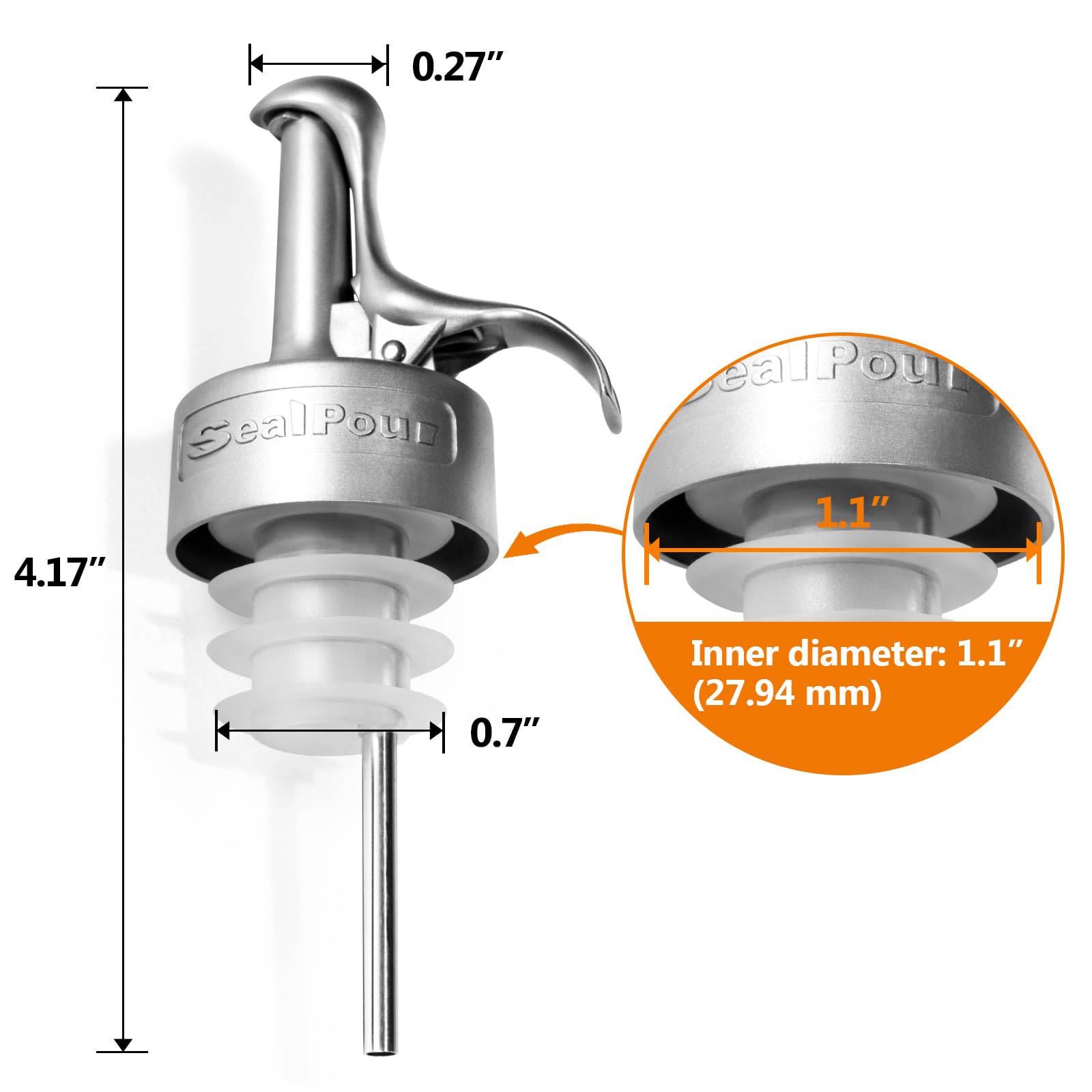 SealPour vertedor para botellas, adaptabilidad para aceite
