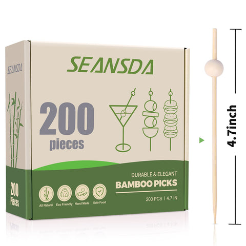 Pinchos SEANSDA de bambú duraderos para carne, queso y fruta.