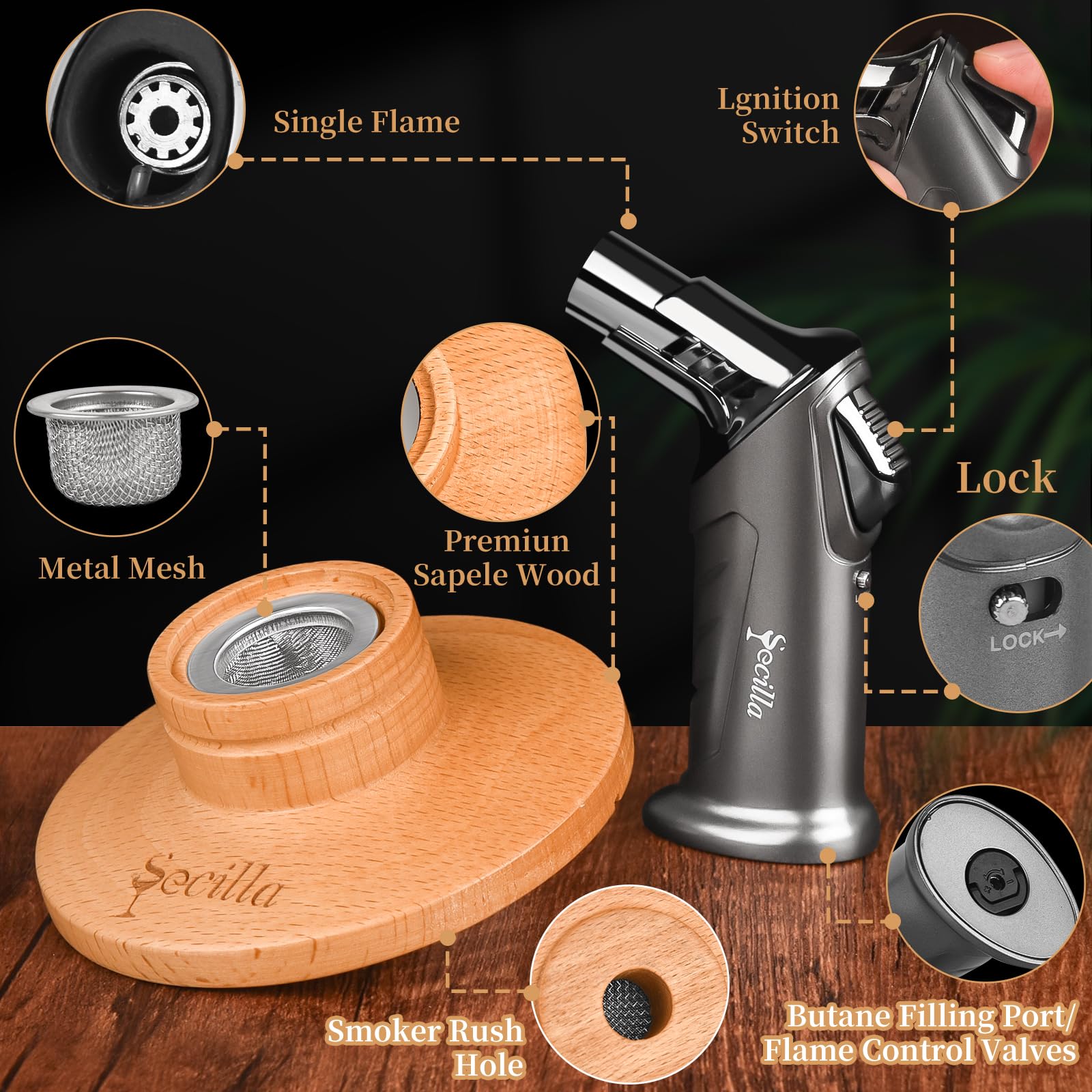 Tres filtros metálicos Secilla para humo limpio y suave.