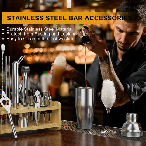 Herramientas de bar de Secilla en acero inoxidable para cocteles profesionales en casa.