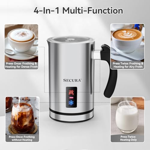 Secura espumador de leche, espuma aireada ideal para cappuccinos
