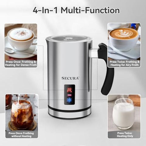 Secura espumador de leche, espuma aireada ideal para cappuccinos