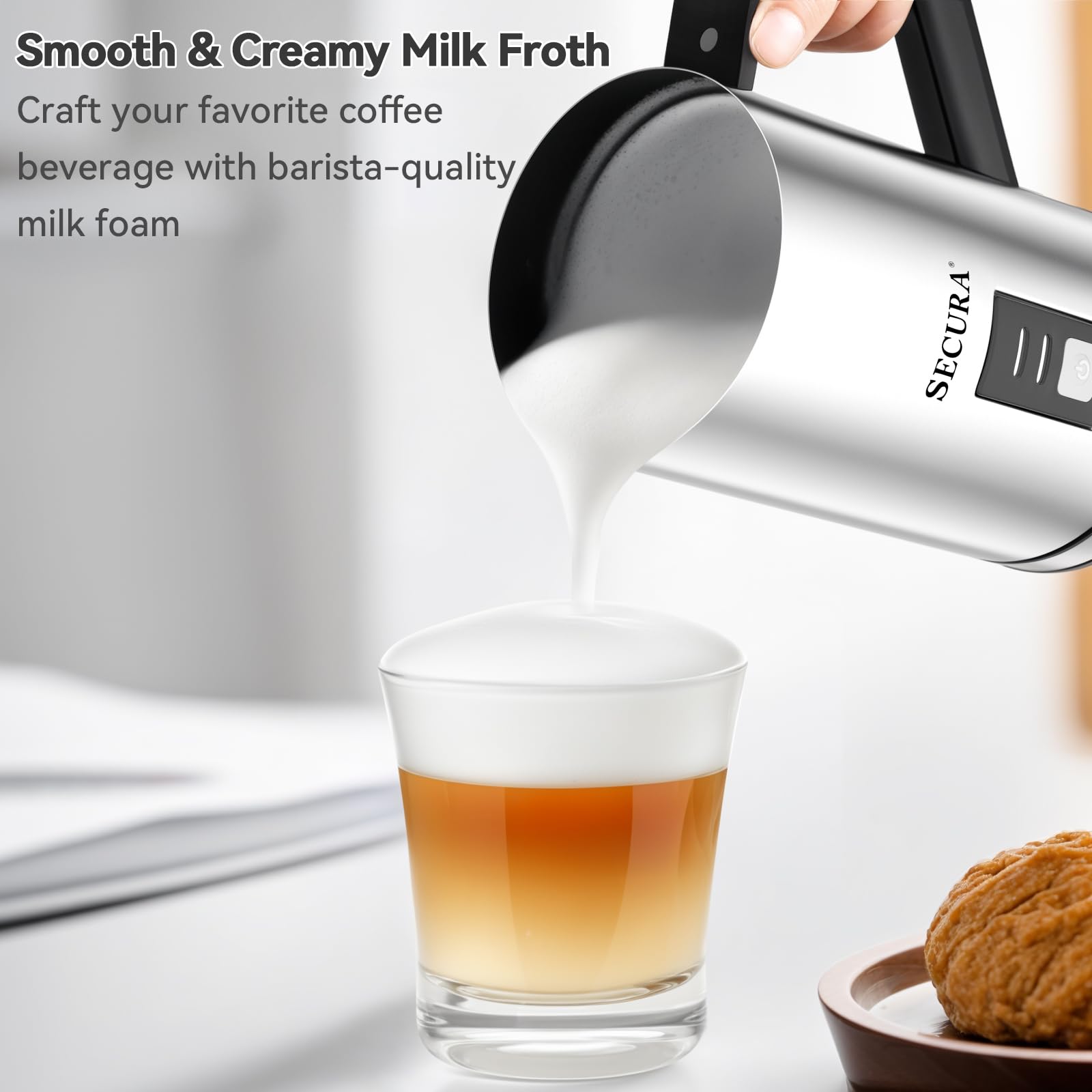 Secura Milk Frother capacidad125ml para cappuccinos y macchiatos.
