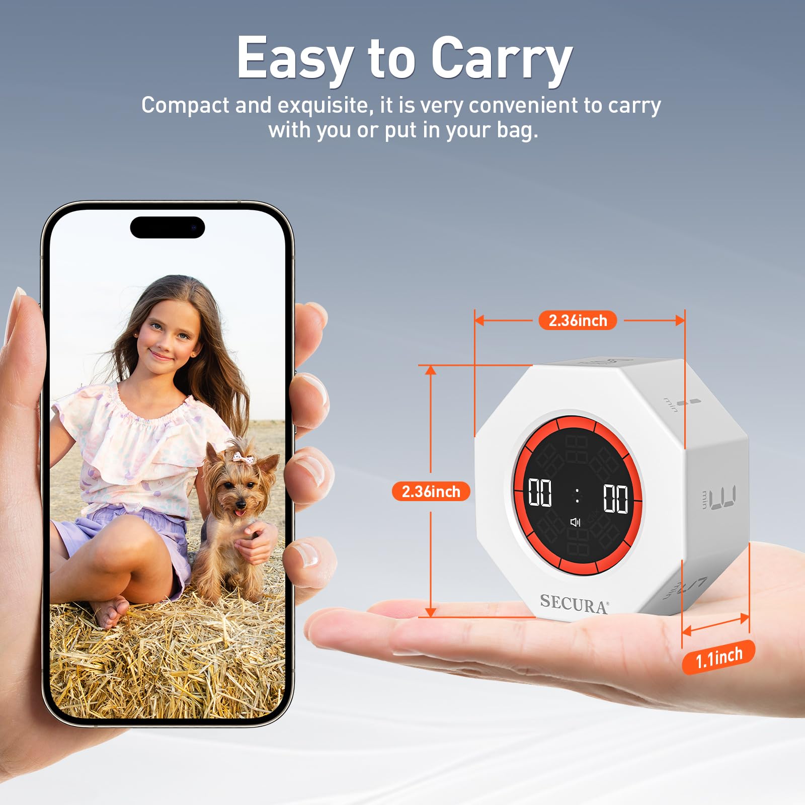 Secura Pomodoro Timer ideal para tareas, estudio y hábitos productivos.