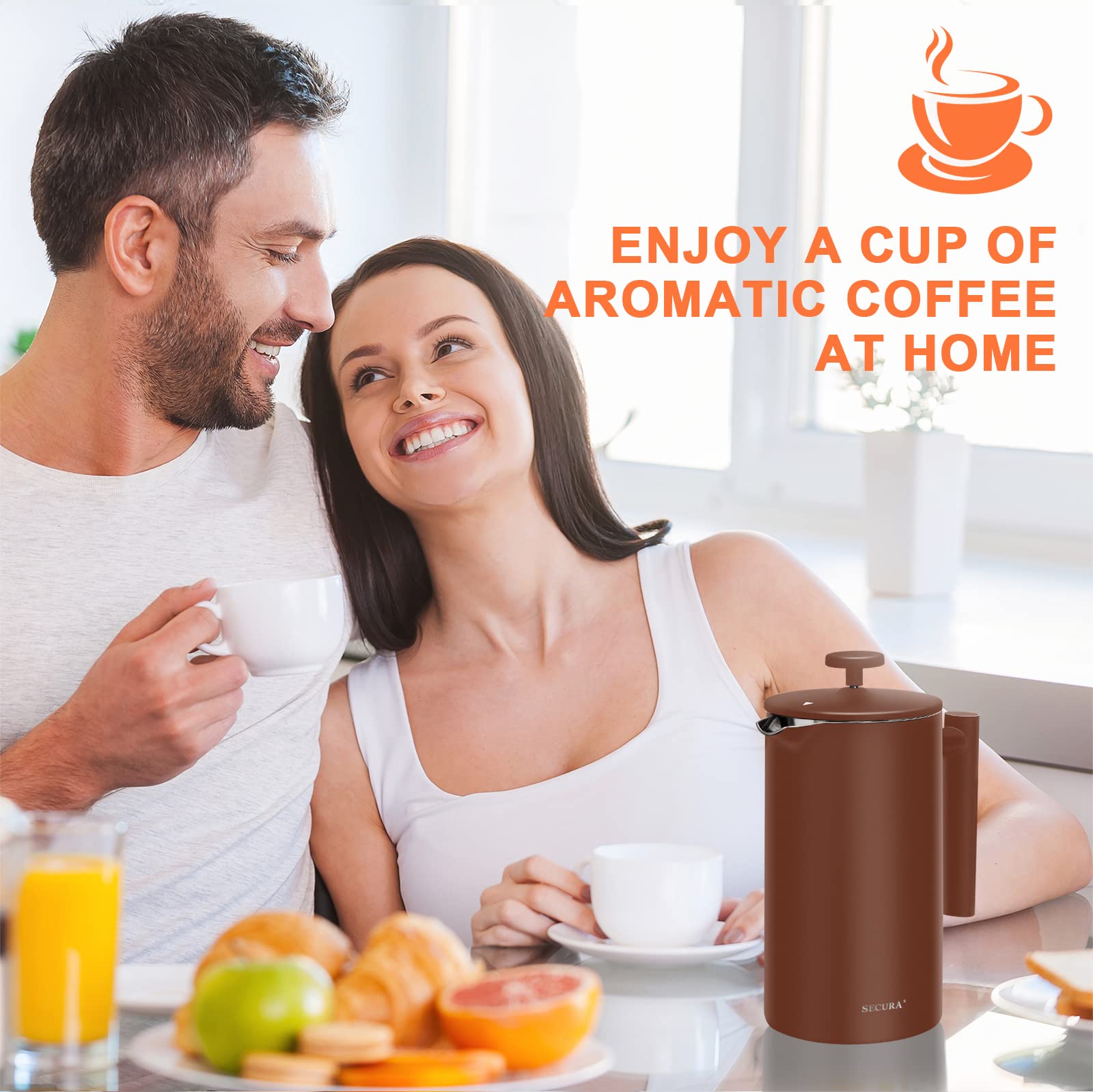 Prensa francesa Secura sirve café con facilidad, ideal para ritual matutino.