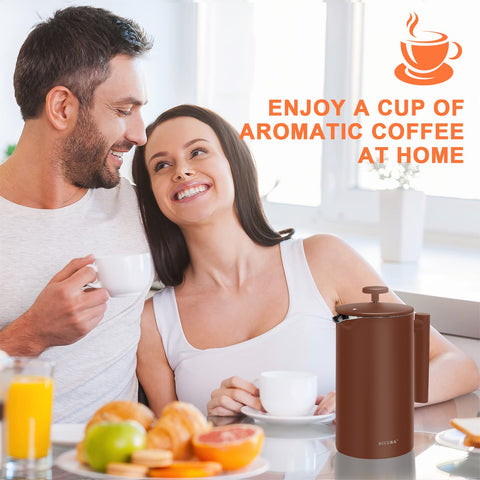 Prensa francesa Secura sirve café con facilidad, ideal para ritual matutino.