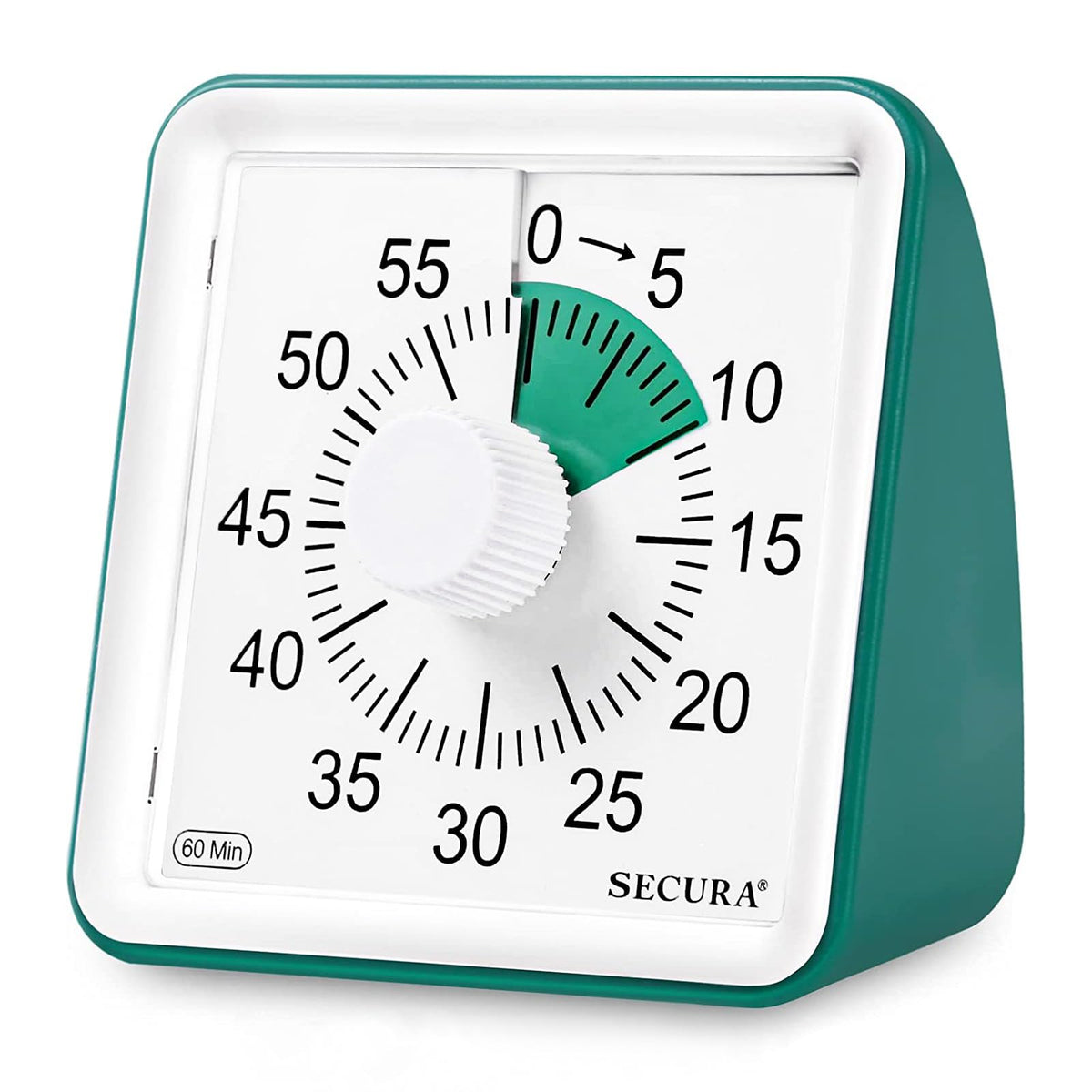 Secura temporizador visual de 60 minutos, vista frontal, ayuda a gestionar el tiempo en el aula.