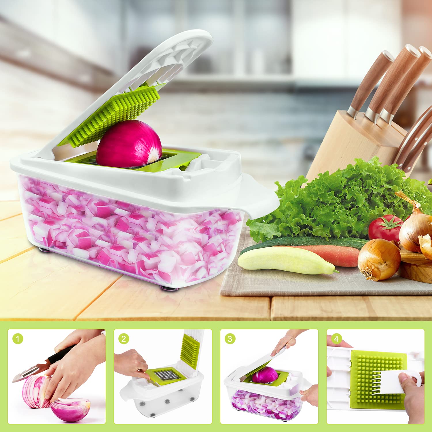Sedhoom Direct: picado rápido de cebolla en recipiente incluido.