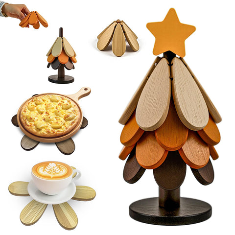 Seektik salvamanteles árbol plegable protege superficies con estilo natural.