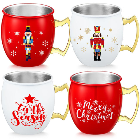 Seematn taza navideno Cascanueces Moscow Mule 16 oz, ideal para cócteles festivos y decoración.