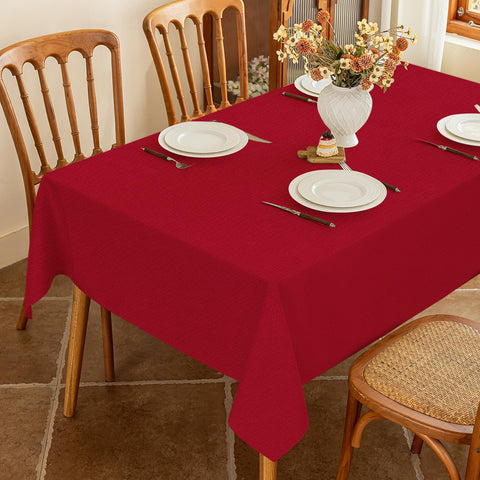 Seenus cubierta de mesa texturizada roja para fiestas, resistente a manchas.