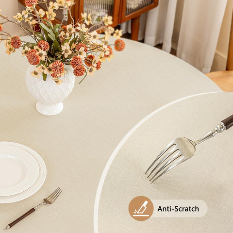 Mantel Seenus beige redondo de 60 pulgadas, perfecto para cenas formales e reuniones
