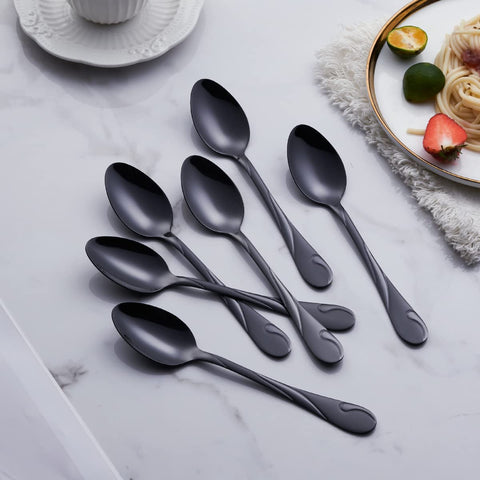 Tenedores ensalada Seeshine negro brillo listos para platos frescos