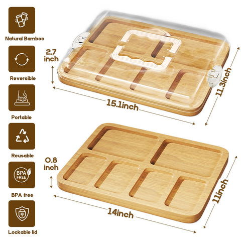 SEFILENCE Tablero bambú 14x11 para cortar y servir manteniendo sabores separados.