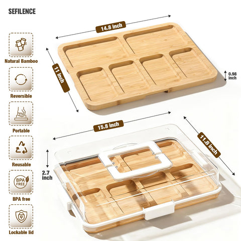 SEFILENCE Tablero con 6 compartimentos para ordenar quesos, carnes y acompañamientos.