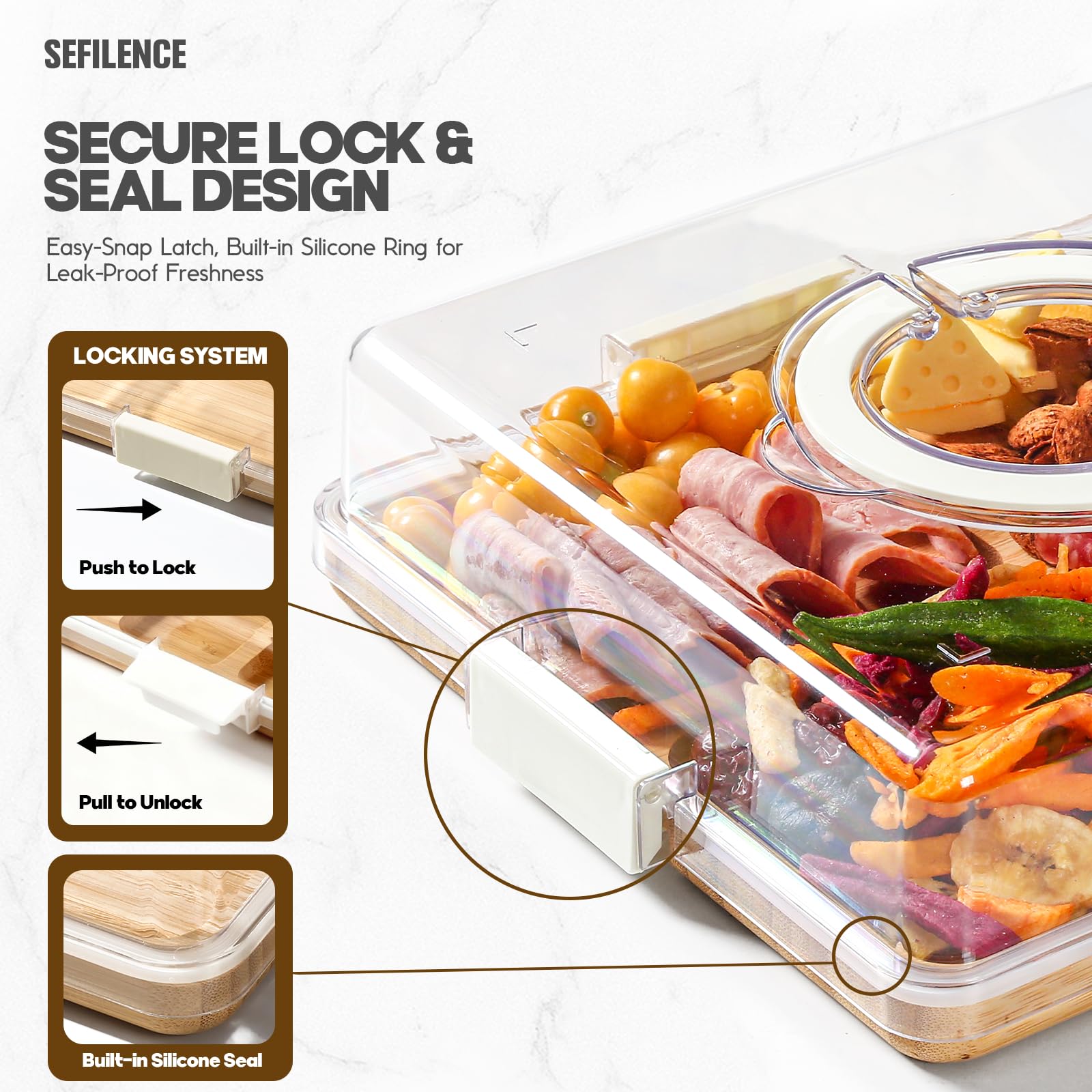 SEFILENCE tablero con divisiones 6 cavidades para carnes, quesos y frutos