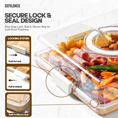 SEFILENCE tablero con divisiones 6 cavidades para carnes, quesos y frutos