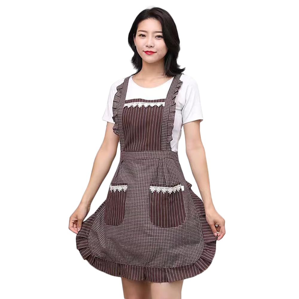 Sefiron Princess delantal con bolsillos, ideal para teléfono y notas en cocina