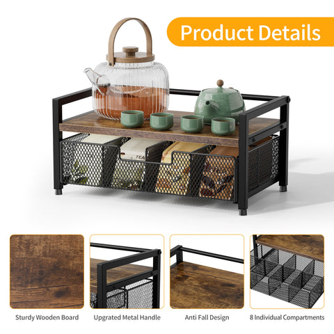 Segtenant organizador de té cajón interior para bolsitas y accesorios