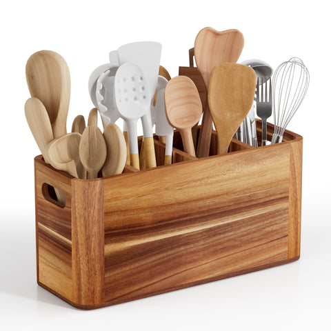 Segtenant porta utensilios de cocina en madera, mantiene utensilios a mano.