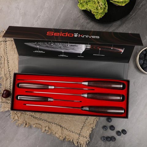 Seido Knives doble bisel 50/50: apto para diestros y zurdos.